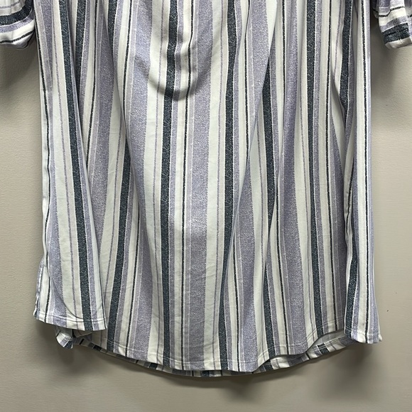 No Comment Plus Striped Off The Shoulder Knit Shirt Dress 3X - Picture 6 of 15